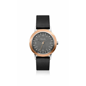 OROLOGIO DONNA CON CASSA IN METALLO MM 33 CINT. IN PELLE NERO