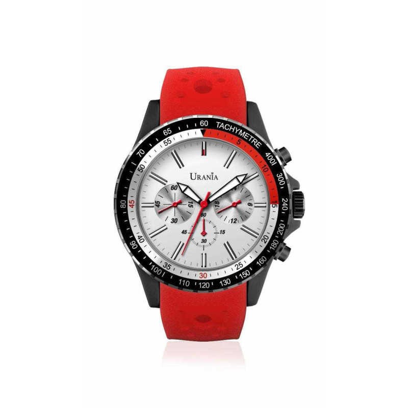 OROLOGIO UOMO CRONO CON CASSA IN PVC MM 44 CIN IN SILICONE ROSSO