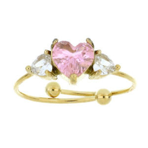 ANELLO "ADANA" CUORE ROSA IN ACCIAIO