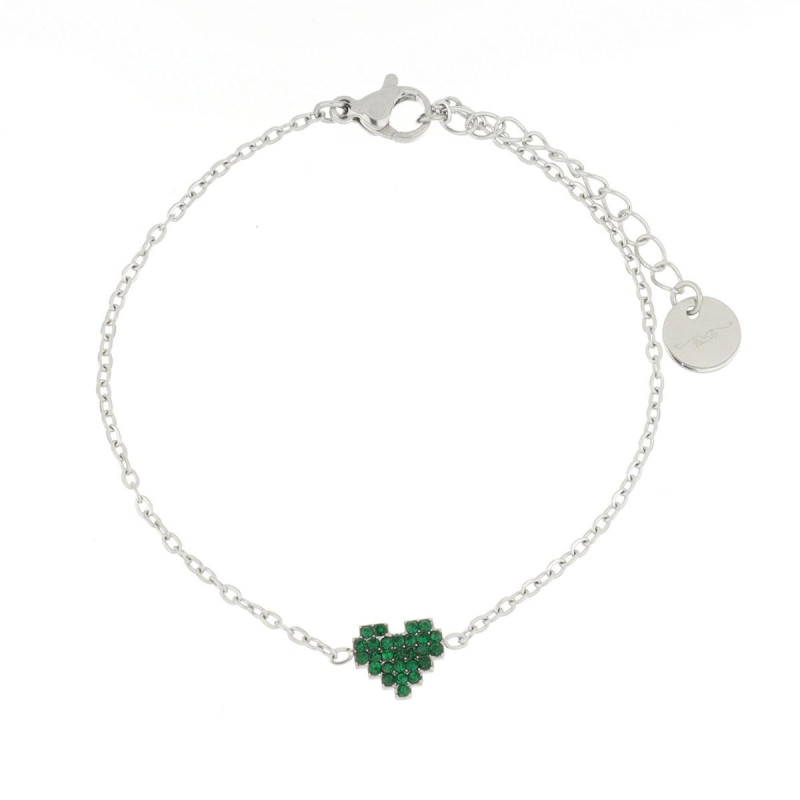 BRACCIALI "ADANA" CON CUORE VERDE IN ACCIAIO