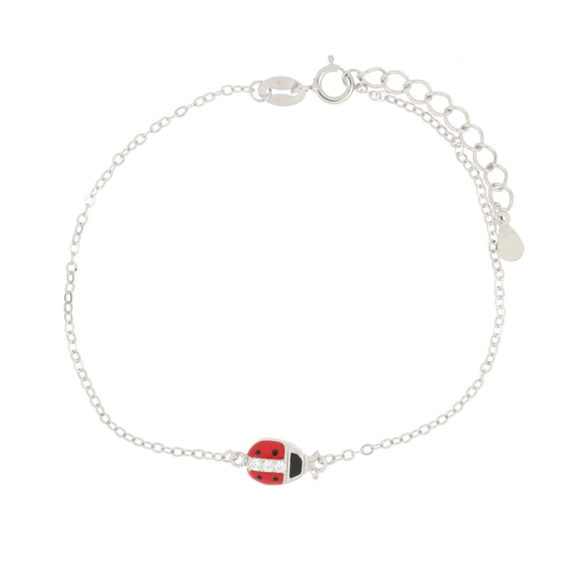 BRACCIALE CM 17+2 PORTAFORTUNA COCCINELLA MM 9 IN ARGENTO 925