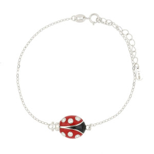 BRACCIALE CM 17+3 PORTAFORTUNA COCCINELLA MM 7X5 IN ARGENTO 925