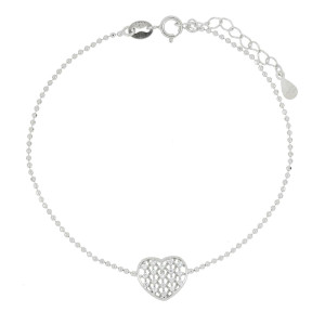 BRACCIALE CM 17+3 MISTI IN ARGENTO 925 CUORE MM 9