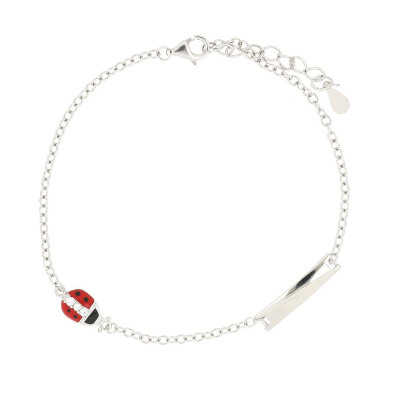 BRACCIALE CM  17+2 PORTAFORTUNA COCCINELLA MM 9 IN ARGENTO 925