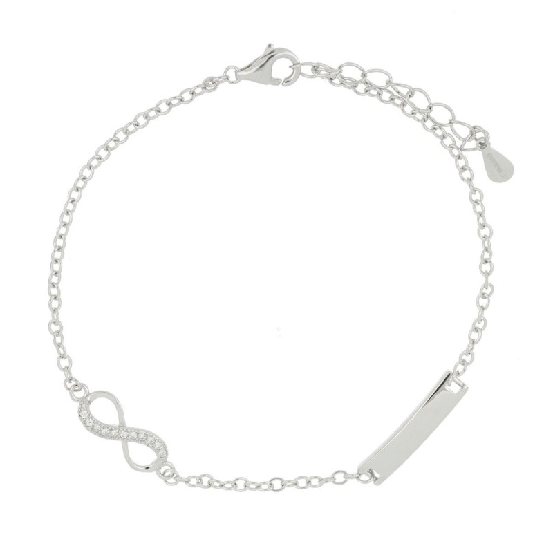 BRACCIALE CM 17+2 INFINITO MM 5 IN ARGENTO 925 E TARGA MM 3