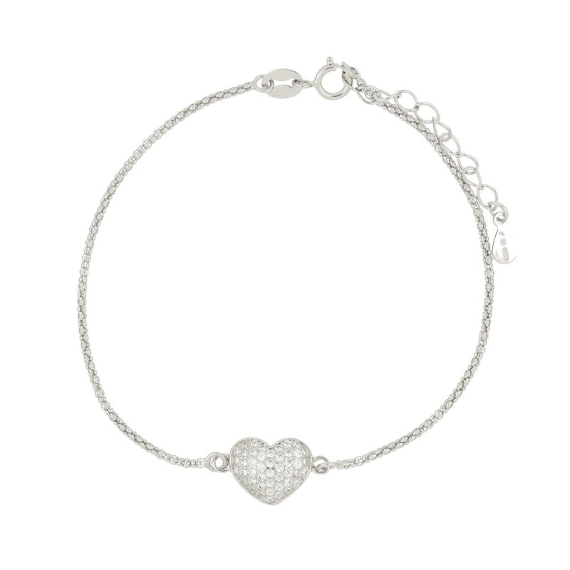 BRACCIALE CM 17+3 MISTI IN ARGENTO 925 CUORE MM 8