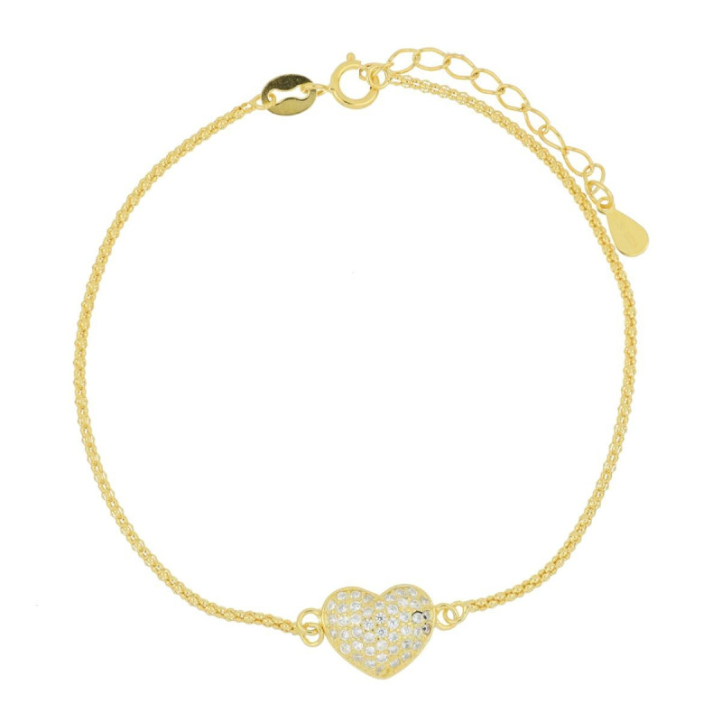 BRACCIALE CM 17+3 MISTI IN ARGENTO 925 CUORE MM 8