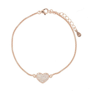 BRACCIALE CM 17+3 MISTI IN ARGENTO 925 CUORE MM 8