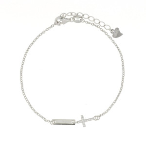 BRACCIALE MISTI CM 16+3 CON CROCE MM 13 IN ARGENTO 925