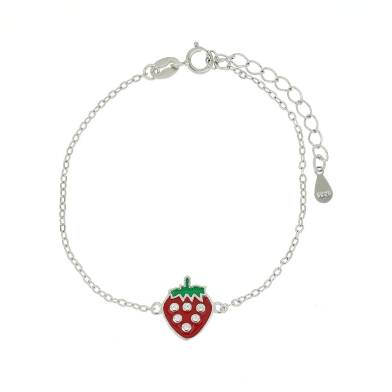 BRACCIALE CM 14+3 BABY IN ARGENTO 925 FRAGOLA MM 10