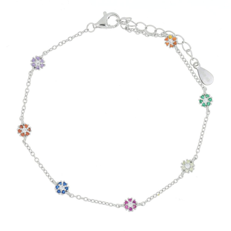 BRACCIALE CM 17+3 MISTI IN ARGENTO 925 FIORI MM 3