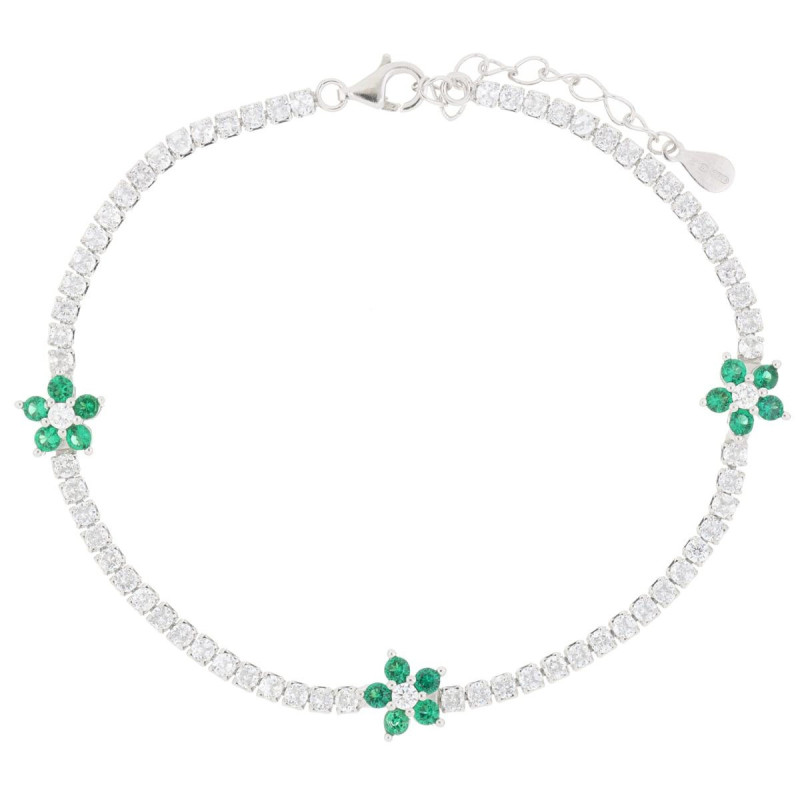 BRACCIALE TENNIS 2MM CM 17+3 IN ARGENTO 925 CON FIORE 7 MM