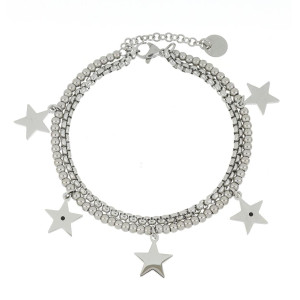 BRACCIALE "IDEAL"DOPPIO FILO STELLE CM 18+3 IN ACCIAIO