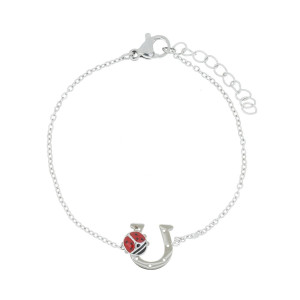 BRACCIALE CM 15+3 FERRO DI CAVALLO E COCCINELLA MM 11 IN ACCIAIO