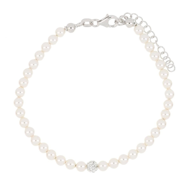 BRACCIALE CM 18+4 PERLA SWAROVSKI 4 MM E ARGENTO 925