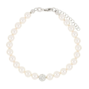 BRACCIALE CM 18+3 PERLA SWAROVSKI 6 MM E ARGENTO 925