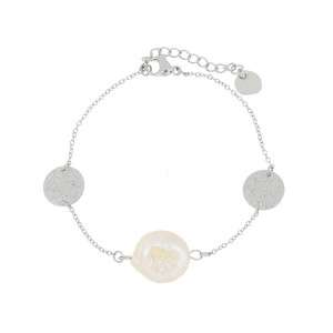 BRACCIALE AFRODITE CM 16+3 CON PERLA IN ACCIAIO