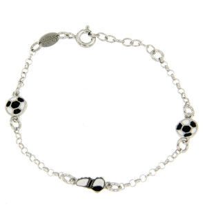 BRACCIALE "BABY" IN ARGENTO 925 PALLA E SCARPE BIANCO NERO