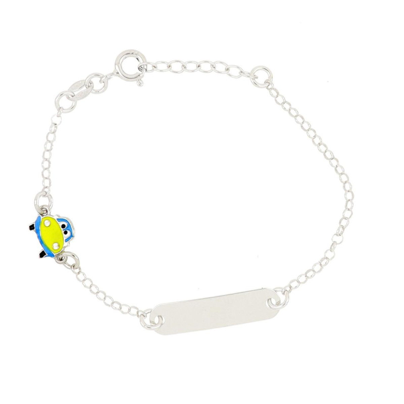 BRACCIALE "BABY" CON TARGA IN ARGENTO 925 MACCHINA