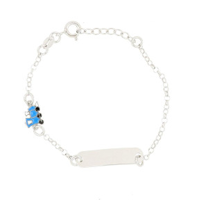 BRACCIALE "BABY" CON TARGA IN ARGENTO 925 TRENO BLU