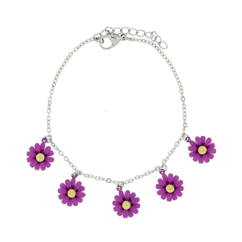 BRACCIALE FLOWERS  16+3cm IN ACCIAIO F10mm