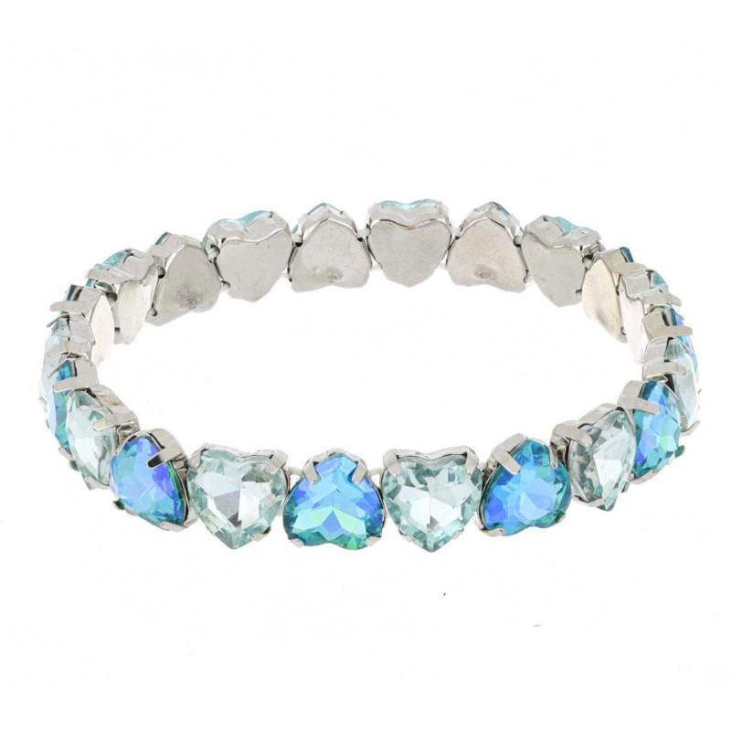 BRACCIALE GLAMOUR CON CUORI AZZURRI MM 10 IN OTTONE