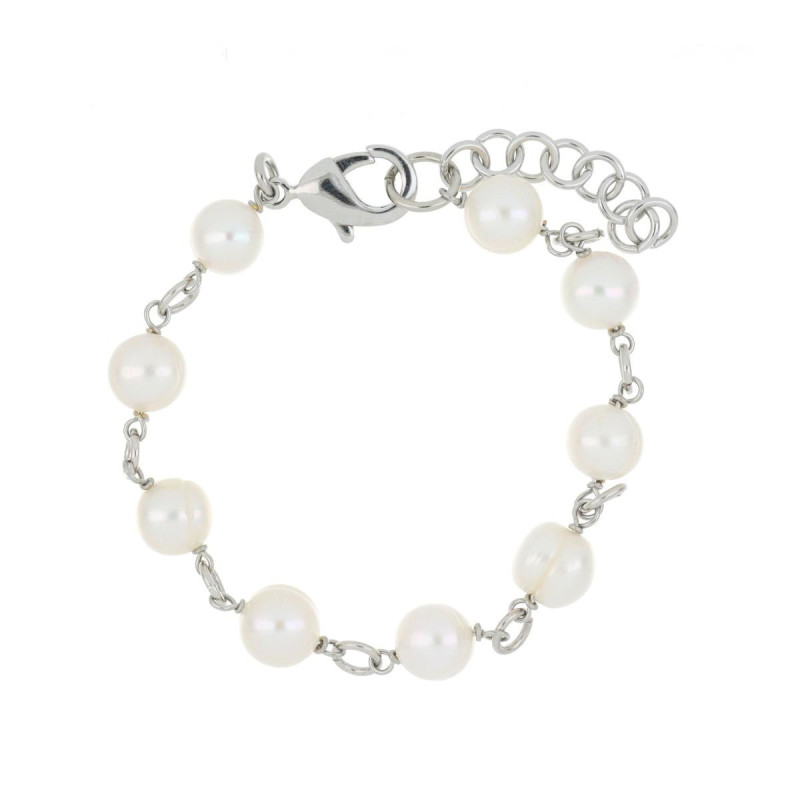 BRACCIALE "GIOIA" RODIATO CON PERLE CM 17+3 IN OTTONE