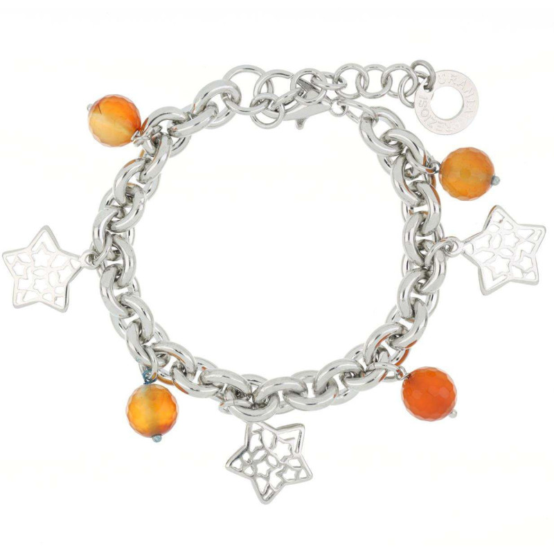 BRACCIALE "GIOIA" RODIATO CM 17+3 CON PIETRE E STELLE IN OTTONE