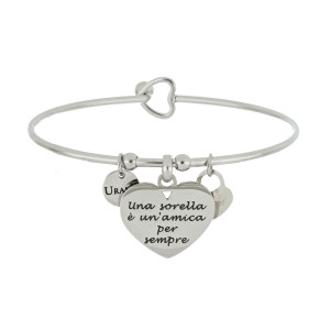 BRACCIALE "PENSIERO" CON FRASE "UNA SORELLA E'" MM 17 IN ACCIAIO