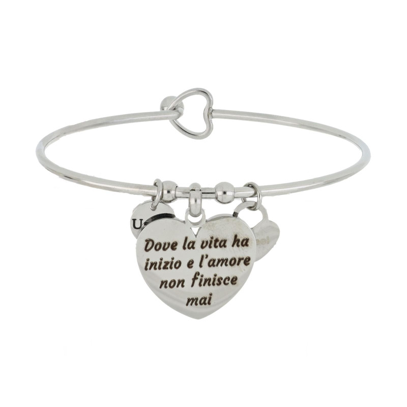 BRACCIALE "PENSIERO" CUORE CON FRASE MM 17 IN ACCIAIO