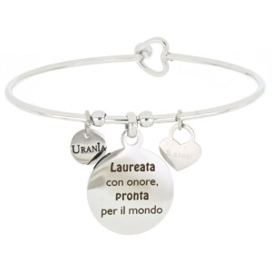 BRACCIALE "PENSIERO" IN ACCIAIO "LAUREATA CON ONORE, PRONTA PER