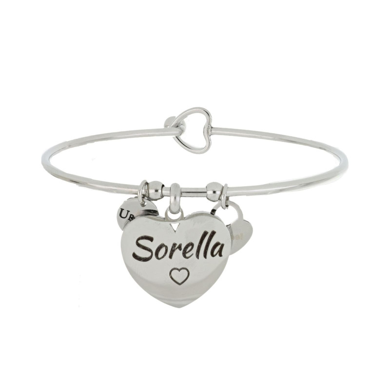 BRACCIALE "PENSIERO" CON SCRITTA "SORELLA" MM 20 IN ACCIAIO