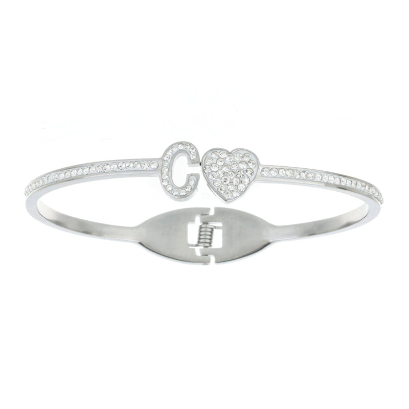 BRACCIALE CON LETTERA C E CUORE MM 10 IN ACCIAIO