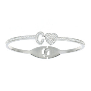 BRACCIALE CON LETTERA C E CUORE MM 10 IN ACCIAIO