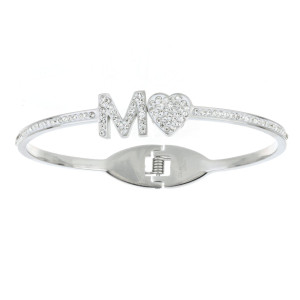 BRACCIALE CON LETTERA M E CUORE MM 10 IN ACCIAIO