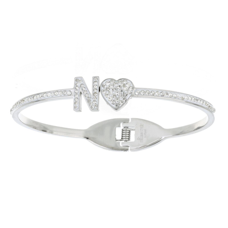 BRACCIALE CON LETTERA N E CUORE MM 10 IN ACCIAIO