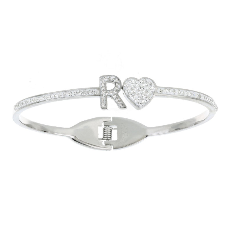 BRACCIALE CON LETTERA R E CUORE MM 10 IN ACCIAIO