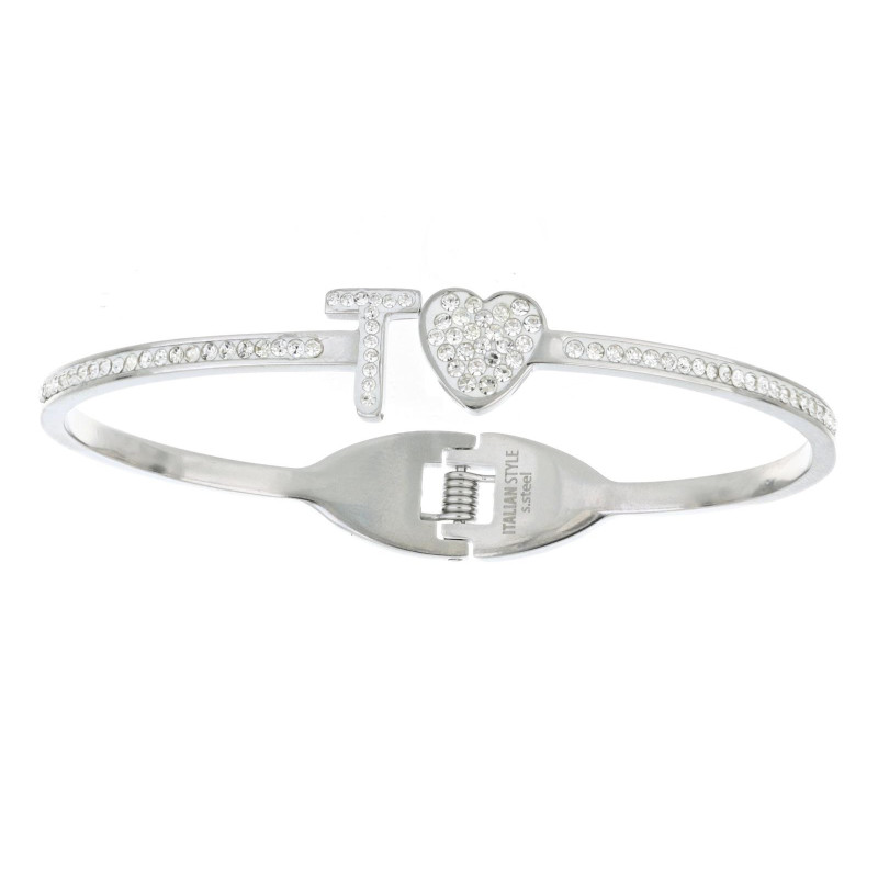 BRACCIALE CON LETTERA T E CUORE MM 10 IN ACCIAIO