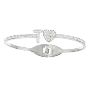 BRACCIALE CON LETTERA T E CUORE MM 10 IN ACCIAIO