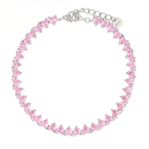 BRACCIALE LUXO CM 17+5 CUORI ROSA MM 5 IN ARGENTO 925