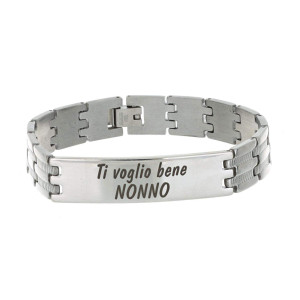 BRACCIALE IN ACCIAIO "TI VOGLIO BENE NONNO"