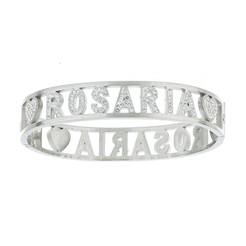 BRACCIALE NOME IN ACCIAIO "ROSARIA"