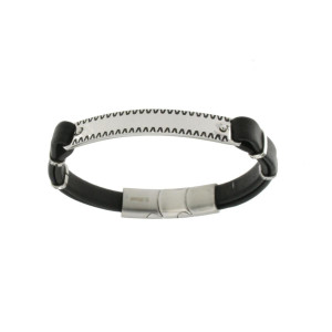 BRACCIALE UOMO IN PELLE E ACCIAIO