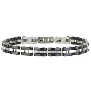 BRACCIALE UOMO E CERAMICA CM 21 IN ACCIAIO