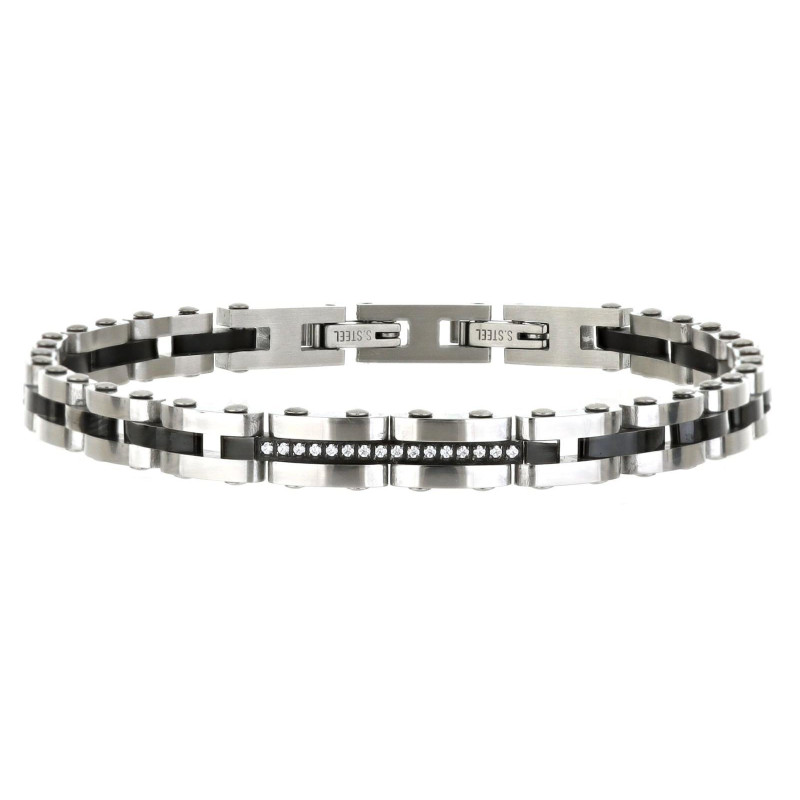 BRACCIALE UOMO E CERAMICA CM 22 IN ACCIAIO