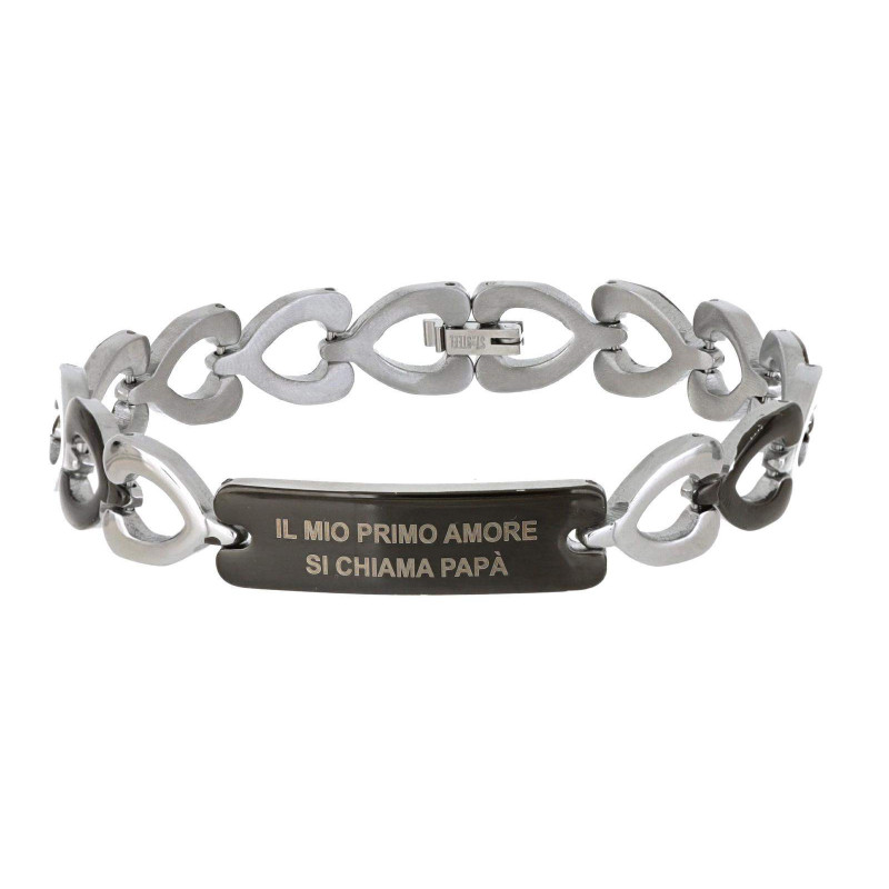 BRACCIALE UOMO IN ACCIAIO CM 20 "IL MIO PRIMO AMORE SI CHIAMA PA