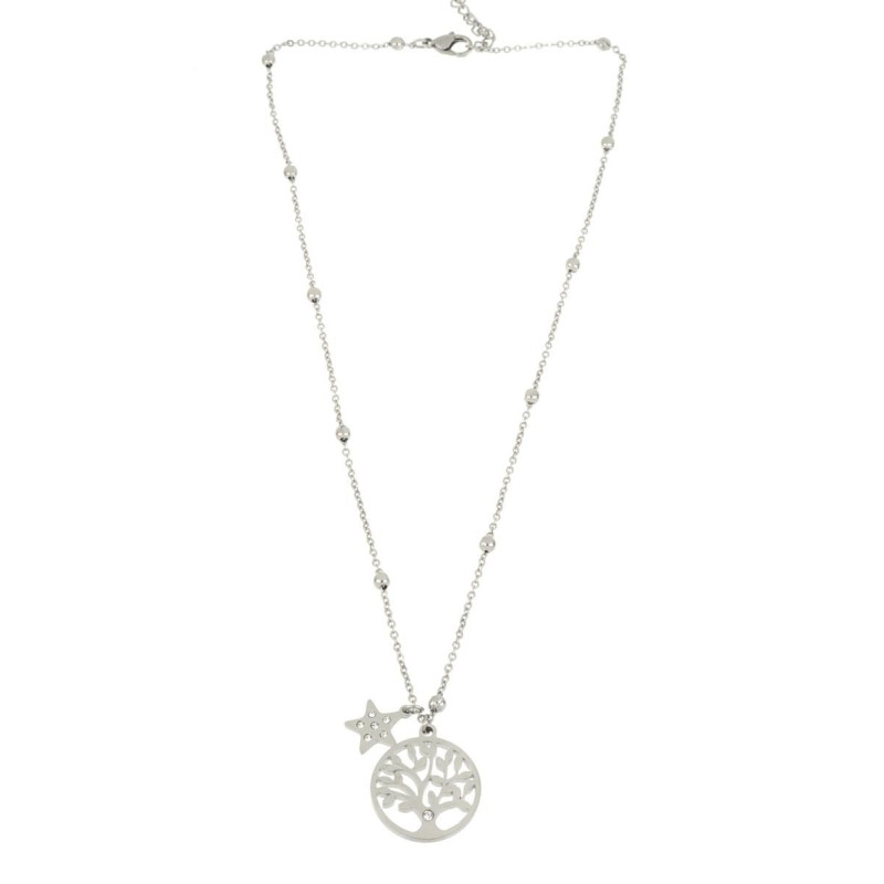 COLLANA "IDEAL" IN ACCIAIO ALBERO VITA CON STELLA