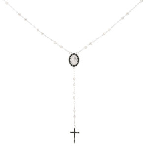 COLLANA CM 51+4 ROSARIO MM 2 IN ARGENTO 925 CON PIETRE NERE