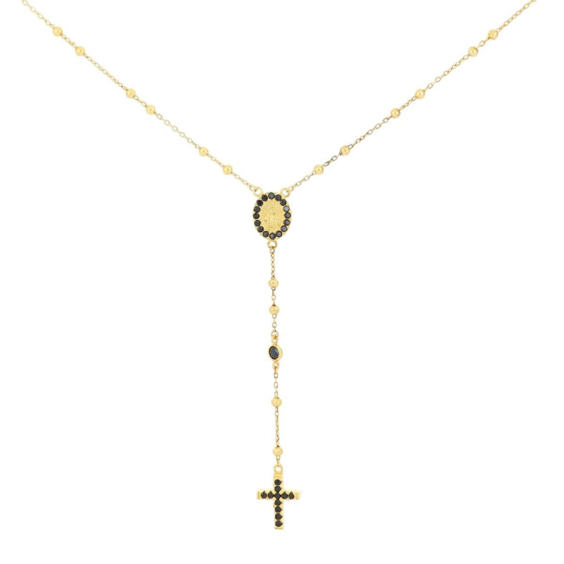 COLLANA CM 55+5 ROSARIO MM 2 IN ARGENTO 925 CON PIETRE NERE