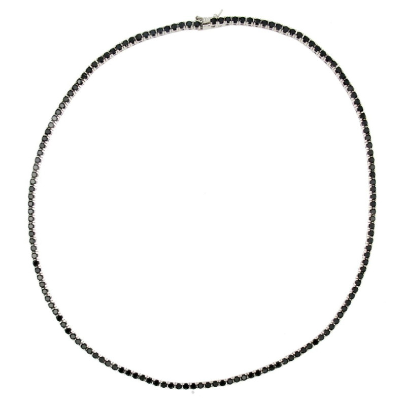 COLLANA TENNIS IN ARGENTO 925 CON ZIRCONI NERI